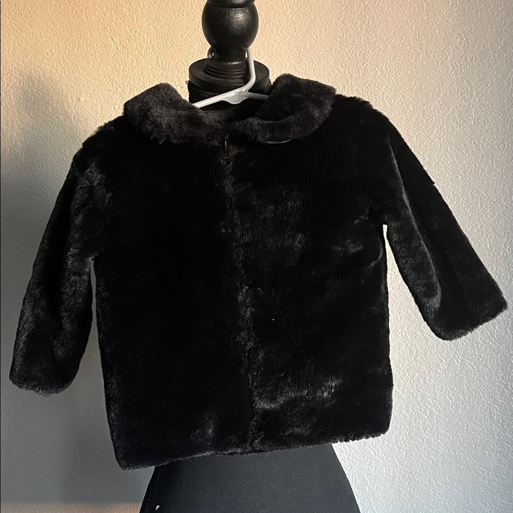 Wonder Nation Black Faux Fur Kids Coat